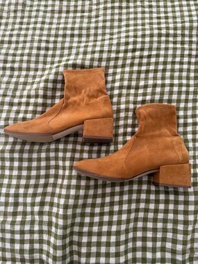 Stuart Weitzman Suede Cognac Ankle Boots